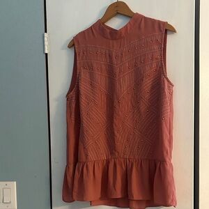 Embellished Sleeveless Top - light salmon color with silver beads.